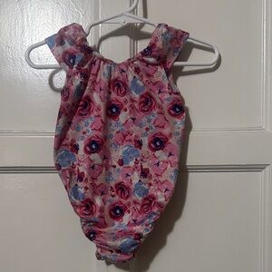 Girls Pink Floral One-Piece Leotard